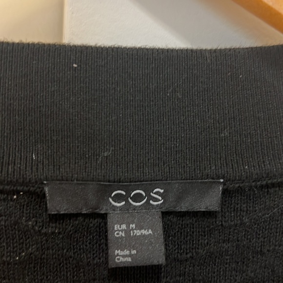 COS black quilted long button front heavy cardigan jacket Medium - Picture 3 of 10